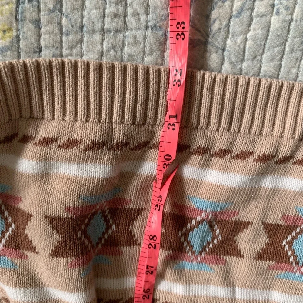 Gymboree Girls Tan Cotton Knit Horse Fair Isle Sweater Dress Size 12